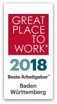 BGS Guagliardo & Schätzle hat das Arbeitgeber-Qualitätssiegel "Great Place to Work® 2018" erhalten und zählt damit zu den besten Arbeitgebern in Baden-Württemberg in der Kategorie bis 50 Mitarbeiterinnen und Mitarbeiter.
