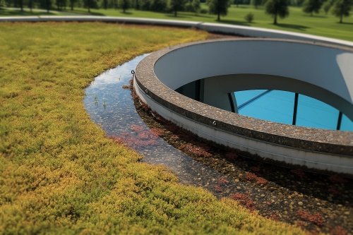 Die Entwässerung eines gefällelosen Dachs muss so erfolgen, dass es keine Staunässe für die Vegetation gibt. Das Dachsubstrat darf nicht längere Zeit im Wasseranstau stehen, da sonst Pflanzen absterben.