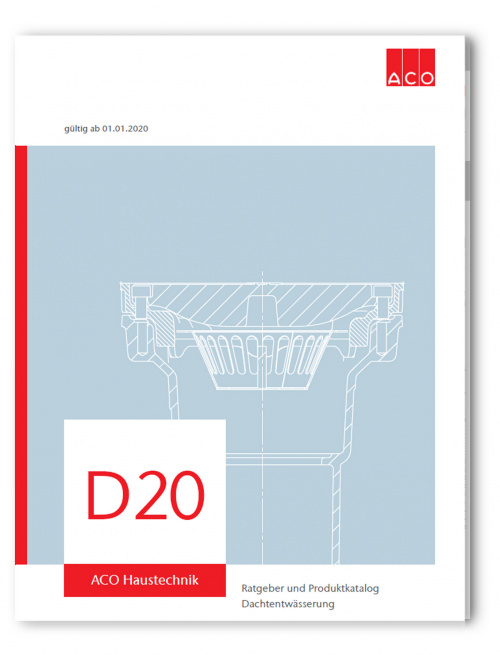 Im neuen Katalog D20 von ACO Haustechnik, Umfang 296 Seiten, findet sich alles für die Dach-, Parkdeck-, Balkon-, Terrassen- und Fassadenentwässerung.