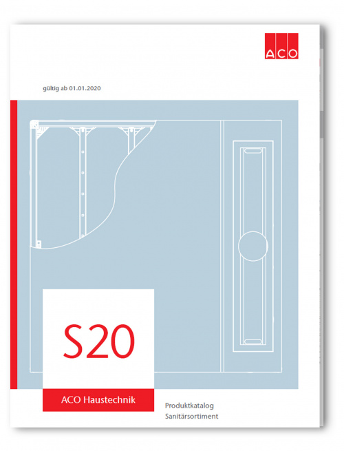 Der neue Katalog S20 mit einem Umfang von 144 Seiten umfasst das Sanitärsortiment einschließlich Badentwässerung, Rückstauschutz und Kleinhebeanlagen.